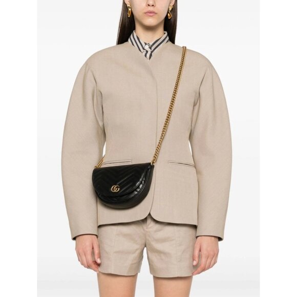 Authentic Gucci GG Marmont Half Moon Mini Crossbody Bag Black Matelassé Leather - Picture 12 of 12